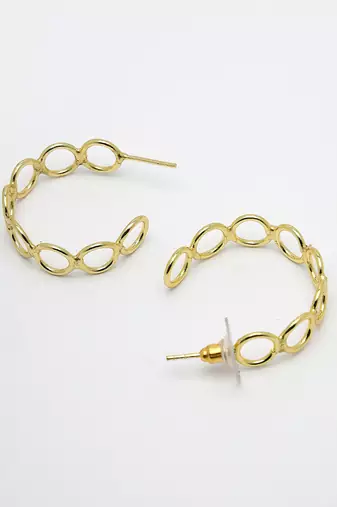 Women gold-plated contemporary half hoop earrings