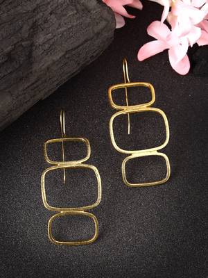 Women gold-plated contemporary fish hook drop earrings 1