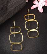 Women gold-plated contemporary fish hook drop earrings