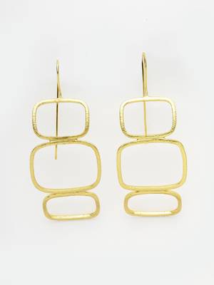 Women gold-plated contemporary fish hook drop earrings 5