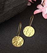 Women gold-plated fish hook circle drop earrings