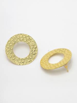 Women gold-plated cut out circle drop earrings 5