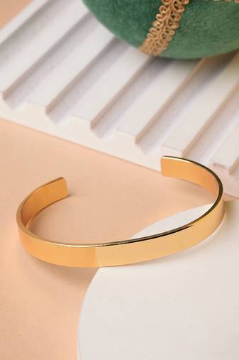 Men gold stainless steel cuff bracelet