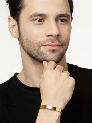 Men gold stainless steel cuff bracelet 3