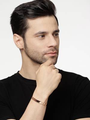 Men rose gold stainless steel cuff bracelet 2