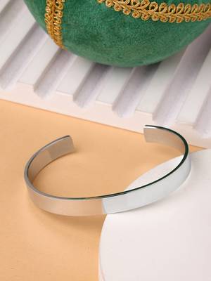 Men silver stainless steel cuff bracelet 1