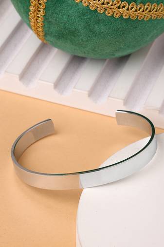 Men silver stainless steel cuff bracelet