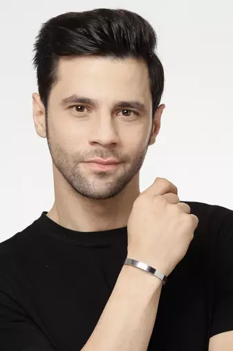 Men silver stainless steel cuff bracelet