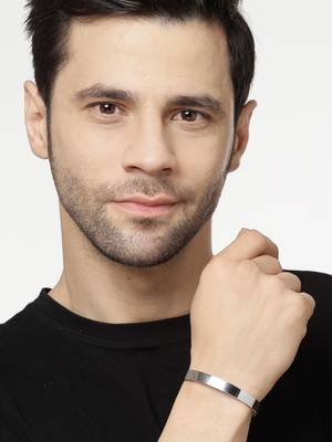 Men silver stainless steel cuff bracelet 3