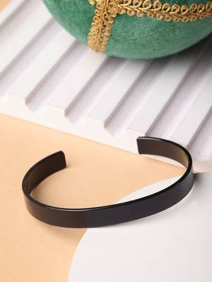 Men black rhodium-plated stainless steel cuff bracelet 1