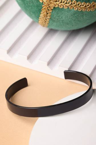 Men black rhodium-plated stainless steel cuff bracelet