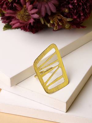 Women gold-plated solid adjustable finger ring 1