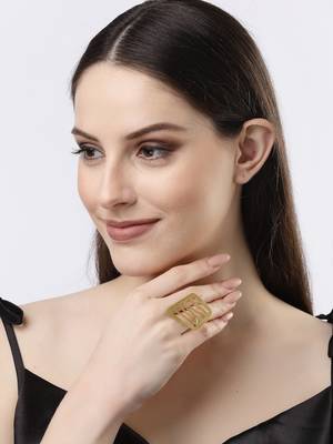 Women gold-plated solid adjustable finger ring 3