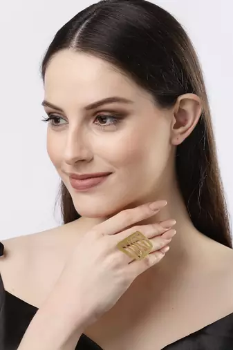 Women gold-plated solid adjustable finger ring