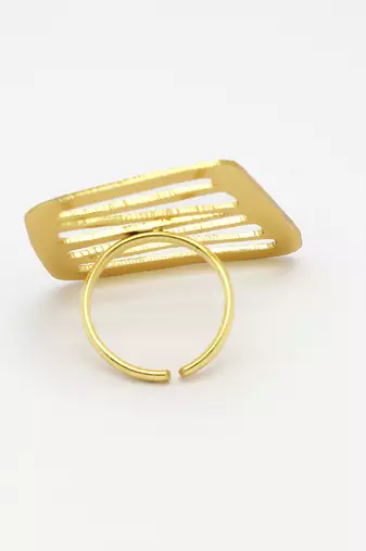 Women gold-plated solid adjustable finger ring