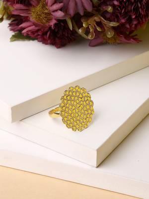 Women gold-plated circular adjustable finger ring 1