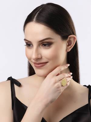 Women gold-plated circular adjustable finger ring 3
