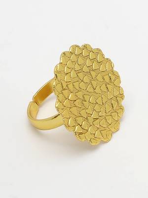 Women gold-plated circular adjustable finger ring 4