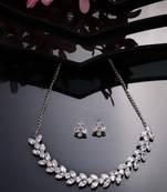 Women silver-plated american diamond jewellery set necklace & earrings