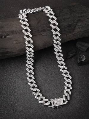 Men silver-plated stainless steel american diamond chain 1