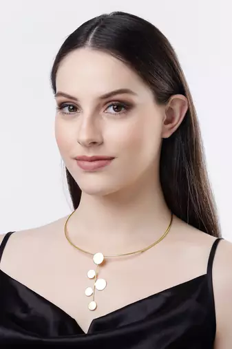 Women's gold-plated circular choker necklace