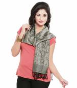 Ethnic Paisley Design Grey Kashmeeri Silk Stole Deepawali Special Gift 179