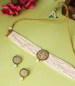 Women gold plated kundan studded jewellery set