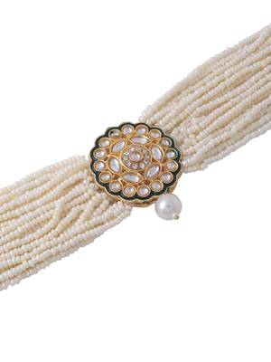 Women gold plated kundan studded jewellery set 4