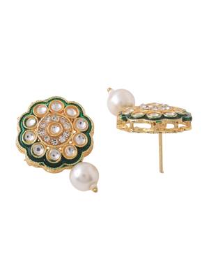 Women gold plated kundan studded jewellery set 5