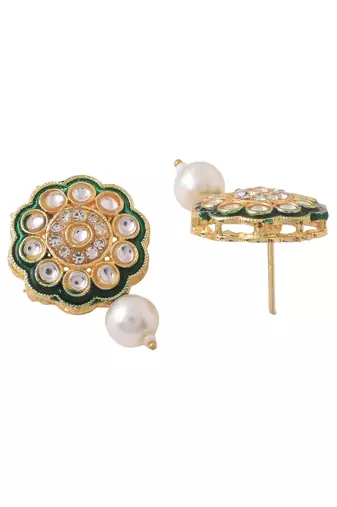 Women gold plated kundan studded jewellery set