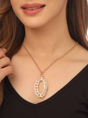 Women's gold plated oxidised chain with pendant 1