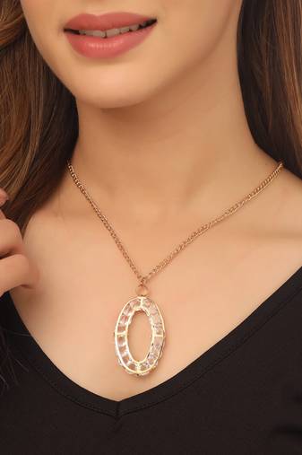 Women's gold plated oxidised chain with pendant