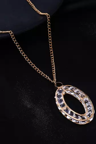 Women's gold plated oxidised chain with pendant