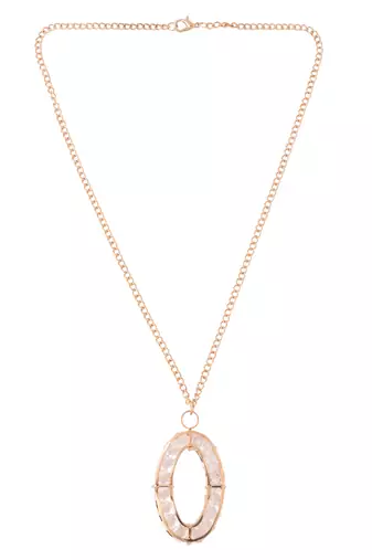 Women's gold plated oxidised chain with pendant