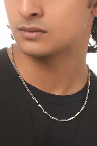 Men rhodium-plated stainless steel bohemian chain