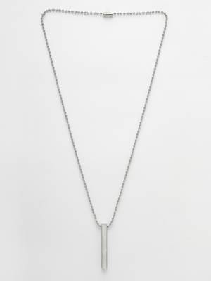 Men's silver rhodium plated bar pendant & chain 5