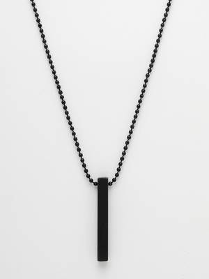Men's black rhodium plated bar pendant & chain 3