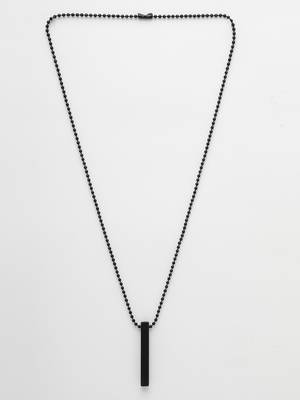 Men's black rhodium plated bar pendant & chain 5