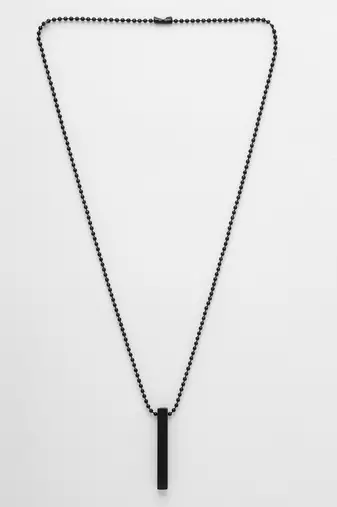 Men's black rhodium plated bar pendant & chain