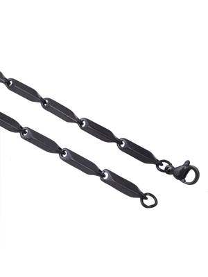 Men black -toned stainless steel rhodium plated chain 4