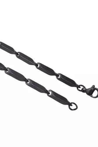 Men black -toned stainless steel rhodium plated chain