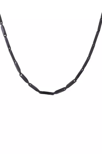 Men black -toned stainless steel rhodium plated chain