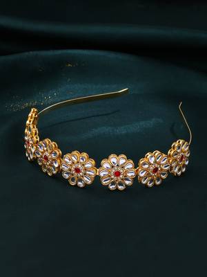 Women embellished kundan studded hairband 1