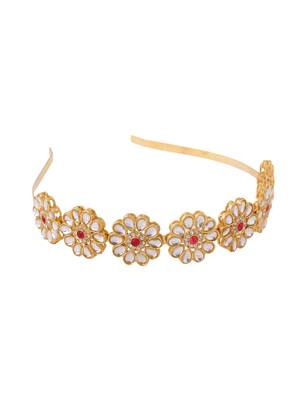 Women embellished kundan studded hairband 5