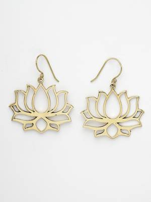 Women lotus shaped gold plated earrings 3