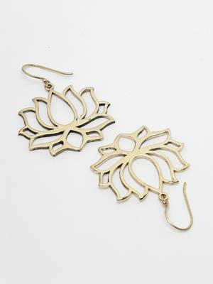 Women lotus shaped gold plated earrings 4