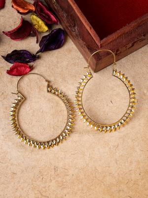 Women golden full circular hoop earrings 1
