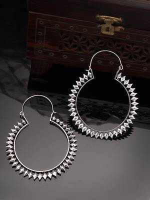 Women silver full circular hoop earrings 1