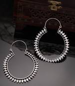 Women silver full circular hoop earrings