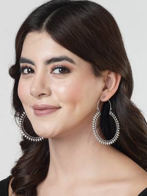 Women silver full circular hoop earrings 2